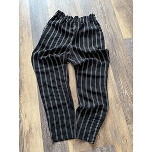 Express Women's Black Striped Straight Leg High Rise Trouser Pants Petite